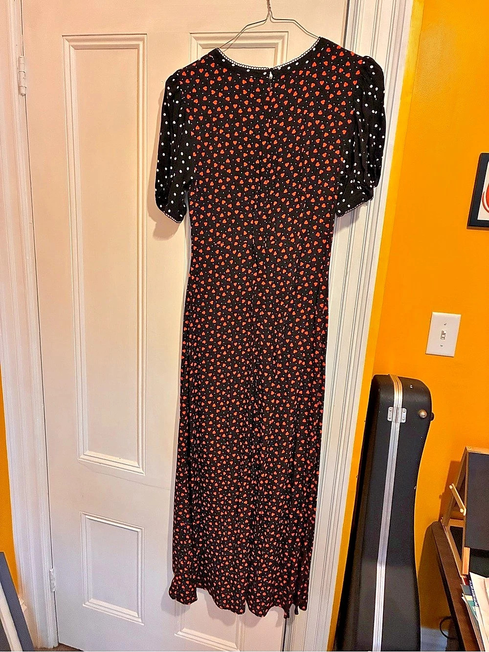 maeve Anthropologie Heart Polka Dot Midi Dress Maxi Heart Print Dress